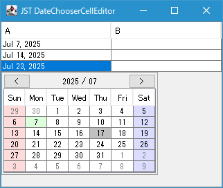 Swing/DateChooserCellEditor screenshot