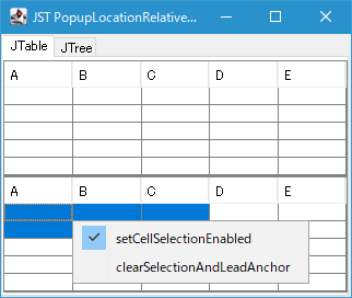 Swing/PopupLocationRelativeToCell screenshot