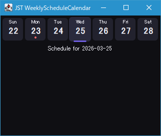 Swing/WeeklyScheduleCalendar screenshot